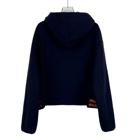 Celine Dark Blue Cashmere Hooded Jacket With Gold Button Details & Drawstring - Picture 2 of 8